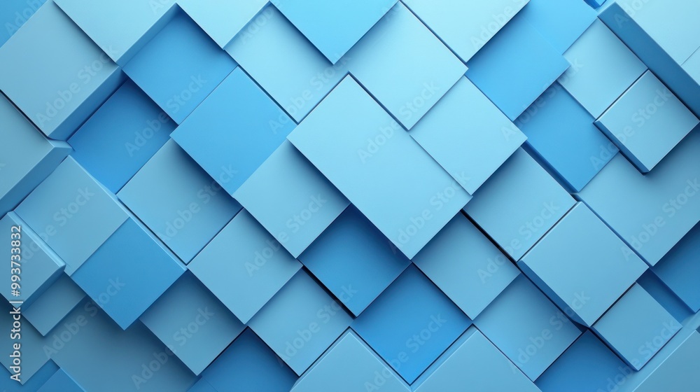 Poster abstract blue geometric pattern with layered squares for design and backgrounds.