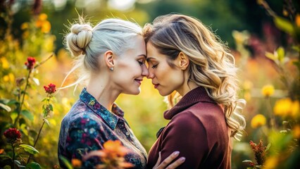 Fototapeta premium Vintage Lesbian Imagery Celebrating Love and Connection Through Time in Classic Photographic Style