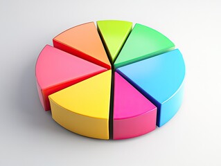 Obraz premium Pie chart depicting market share distribution, vibrant color contrast, 3D shadow effect, concise legend