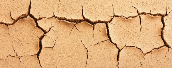 Obraz premium A dry, cracked surface illustrates the effects of drought and soil erosion, highlighting environmental challenges and the need for sustainable practices.
