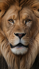 Fototapeta premium Closeup portrait photo of a big lion.