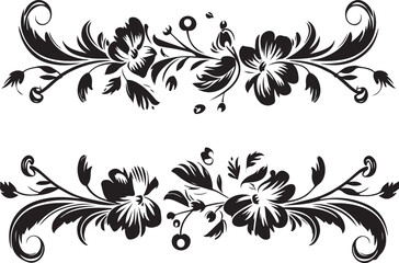 Obraz premium Floral Decorative elements silhouette vector illustration