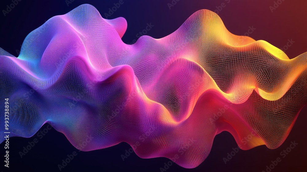 Poster topological graph with smooth curves and surfaces, bright colors, interactive features for in-depth 