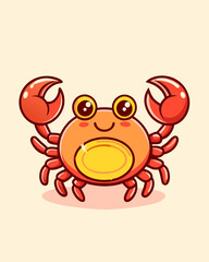 Cute red crab, digital art illustration
