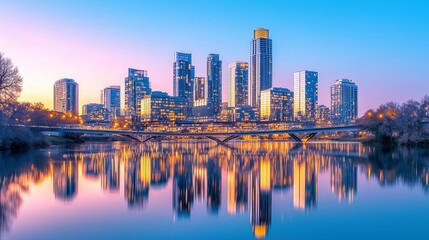 Obraz premium City skyline during the golden hour