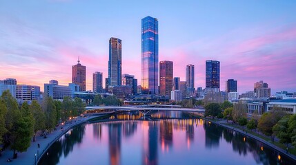 Fototapeta premium City skyline during the golden hour