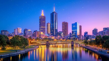 Naklejka premium City skyline during a clear night