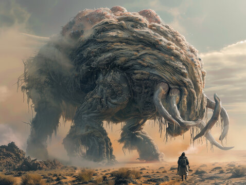 kaiju giant monster fat porky Mammoth boar. Cordyceps Mushroom kaiju giant monster hybrid