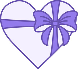 Colored Heart Gift Icon. Vector Icon. Valentine's Day Heart with Bow. Holiday Concept