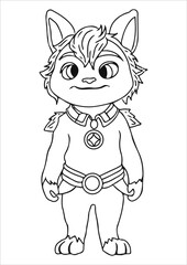 Illustration of an animal mascot with black outline objects
