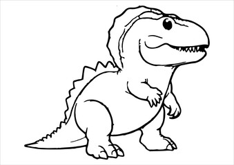 Dinosaur mascot illustration with black object lines