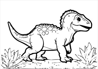Dinosaur mascot illustration with black object lines