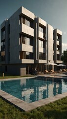 Fototapeta premium 3D architectural render of a building.