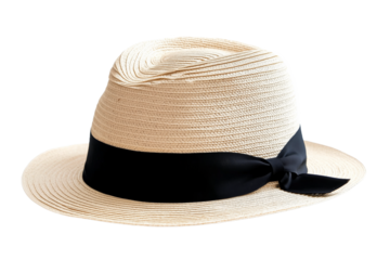 straw hat with black ribbon