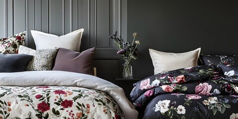 Bedroom with a bed and a vase of flowers on the nightstand