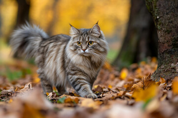Obraz premium Generated with AI technology picture of wild cat life in forest