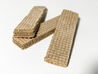 Chocolate wafer biscuits isolated on a white background