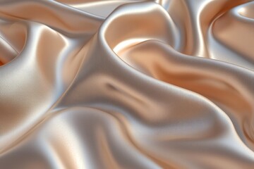 Obraz premium Smooth satin fabric with a beautiful sheen, in soft peach tones on white background.