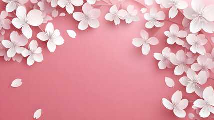 Delicate Cherry Blossom Flowers on Pink Background - Spring Serenity design