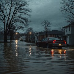 Catastrophic rainstorm leads to severe flooding in city causing major disruptions and damage