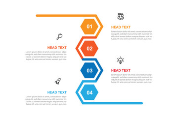 4 step process infographic template vector with vertical concept 