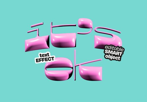 Pink Inflated 3d Text Effect