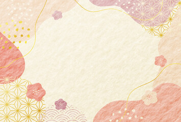 年賀状　正月　かわいい 和柄 和紙 背景 ハガキ