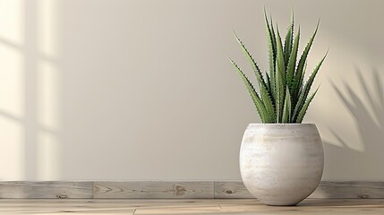 Sleek Minimalist Workspace: Clutter-Free Desk with Macbook and Greenery, Ready for Custom Text or Design Elements