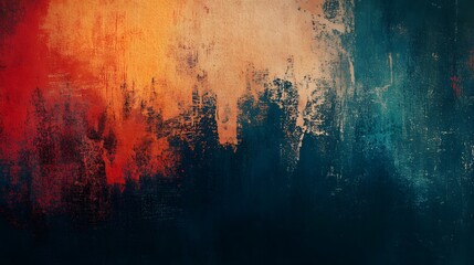 Abstract Art Background with Red, Orange, and Teal Textures