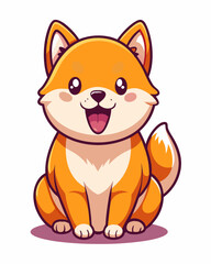 Shiba Inu puppy flat vector illustration. Cute Siba-inu dog vector minimalistic art stock illustration
