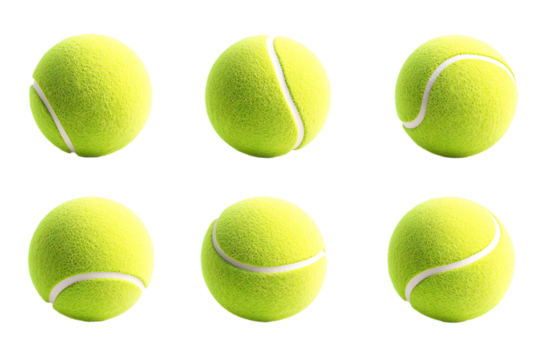 Tennis ball isolated on transparent background,3d render, Yellow Tennis ball,sports equipment,PNG file,tennis ball icon,Sport concept,green tennis ball set,Сlose-up of tennis ball, Ai