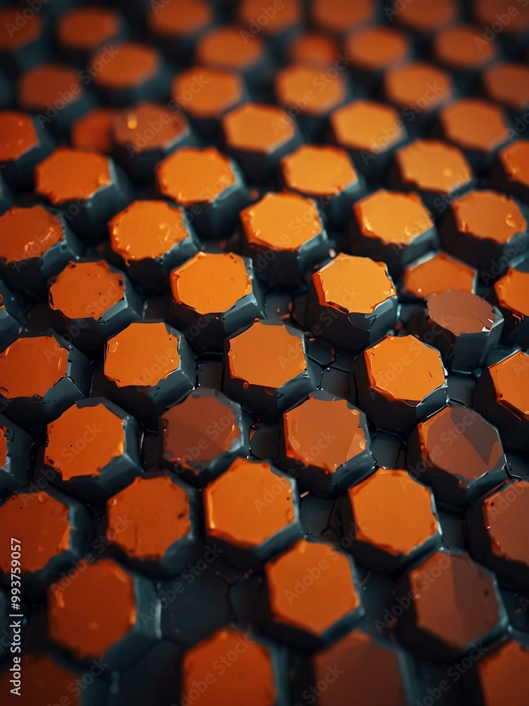 Poster abstract hexagonal pattern with orange accents.