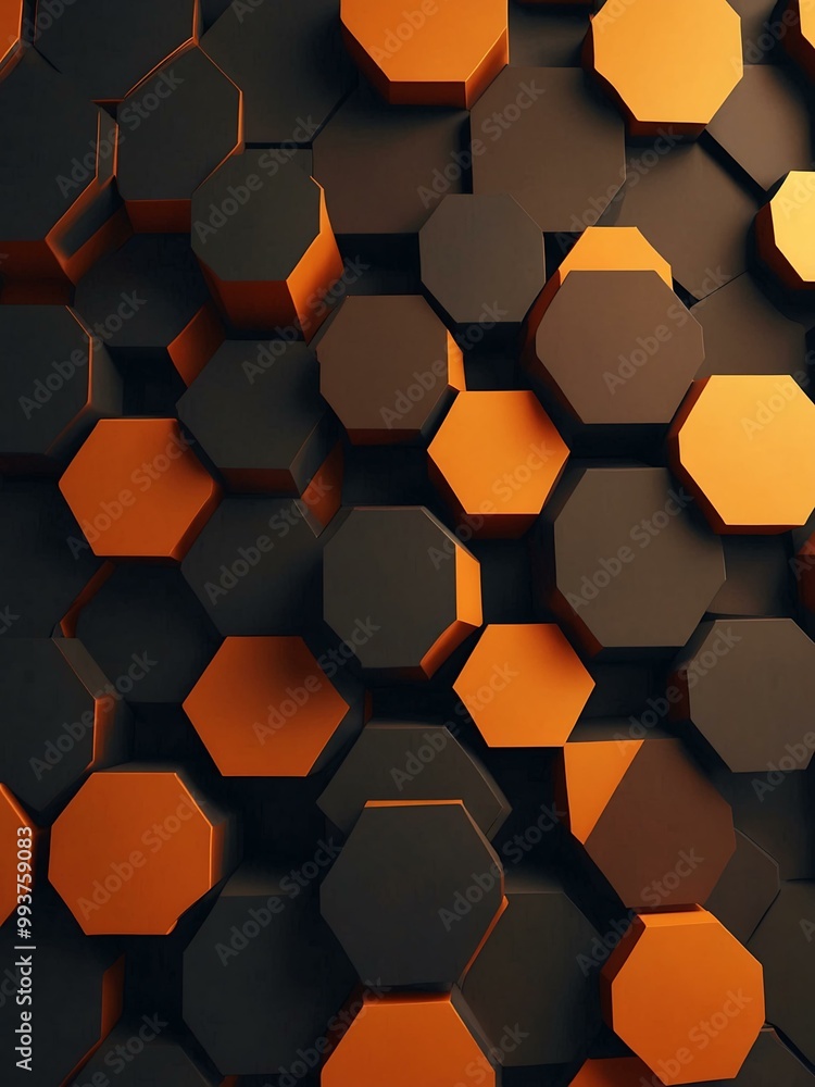 Poster abstract hexagonal pattern with orange accents.
