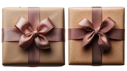 A beautifully wrapped gift box placed on a clean, white background