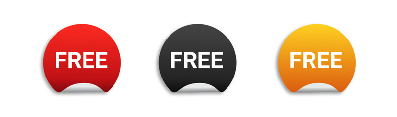 Free sticker with gradient for marketplace. Shop discount coupon for purchase. Colorful sticker pack.