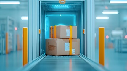 Close up of an X ray Machine Scanning Luggage and Packages at a Building Entrance