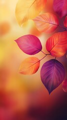 Autumn background with red and orange leaves and bokeh light effect. Autumn background with blurred nature scene