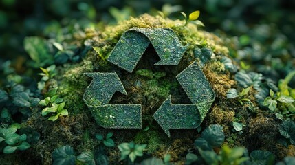 ecofriendly recycling sign integrated into a natural background symbolizing sustainability and environmental awareness with a clean and modern aesthetic for promotional use