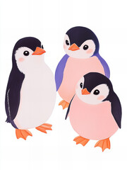 Naklejka premium Poster Wall Art Acrylic Stylish Delicate Retro Shades Christmas Poster Card Cute Penguin North Pole New Year Chick Smiles Cutely