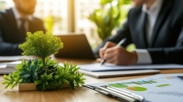 Close up of Young business professionals, discussing long term investments. Ai generated image