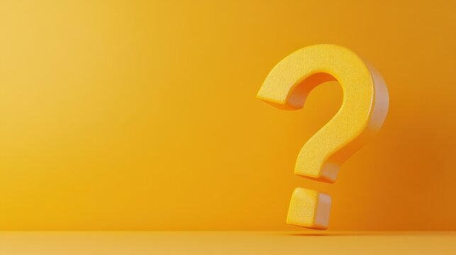 A large yellow question mark on a bright yellow background, symbolizing inquiry and curiosity.