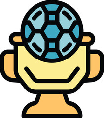 Obraz premium Golden trophy cup is holding a soccer ball, representing the pinnacle of success and triumph in a football tournament