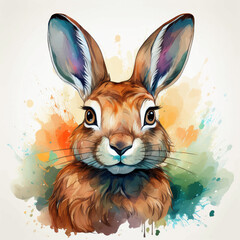 Vector hare drawn in watercolor.ai