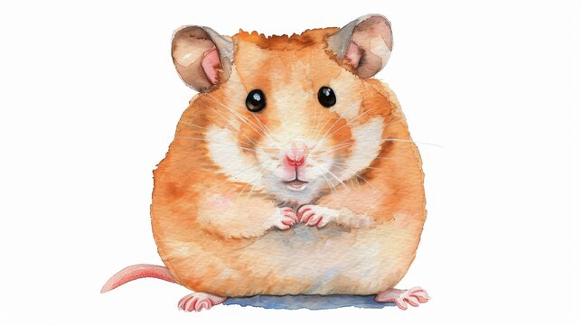 recommend clip art: Charming Watercolor Hamster Illustration, delightful clipart featuring a joyful hamster with tiny paws on a white background, perfect for nursery decor and customizable text space.
