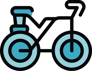 Simple and clean line art icon of a bicycle with blue accents, ideal for projects related to cycling, transportation or healthy lifestyle