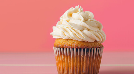 Delightful Cupcake Close-Up, a tempting dessert featuring rich frosting and a generous area for adding personalized text, perfect for invitations or announcements.