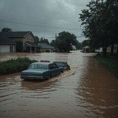 Floodwaters rise dramatically in city streets causing major disruption and property damage