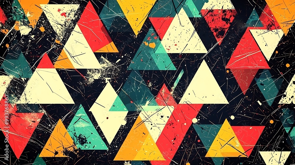 Poster geometric vector background with triangular shapes, bold contrasts