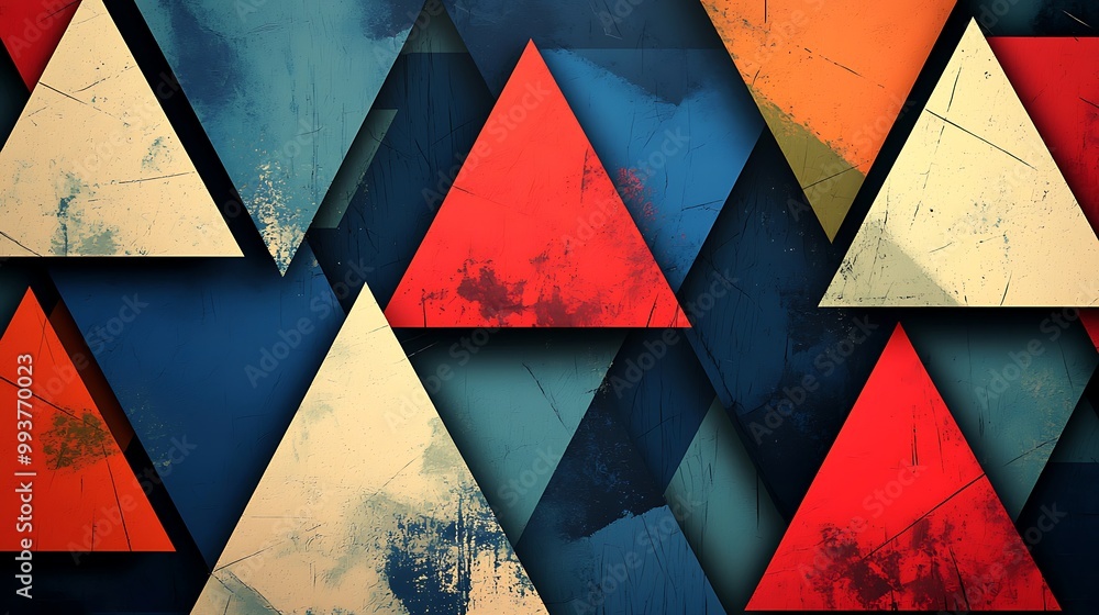 Aufkleber geometric vector background with triangular shapes, bold contrasts