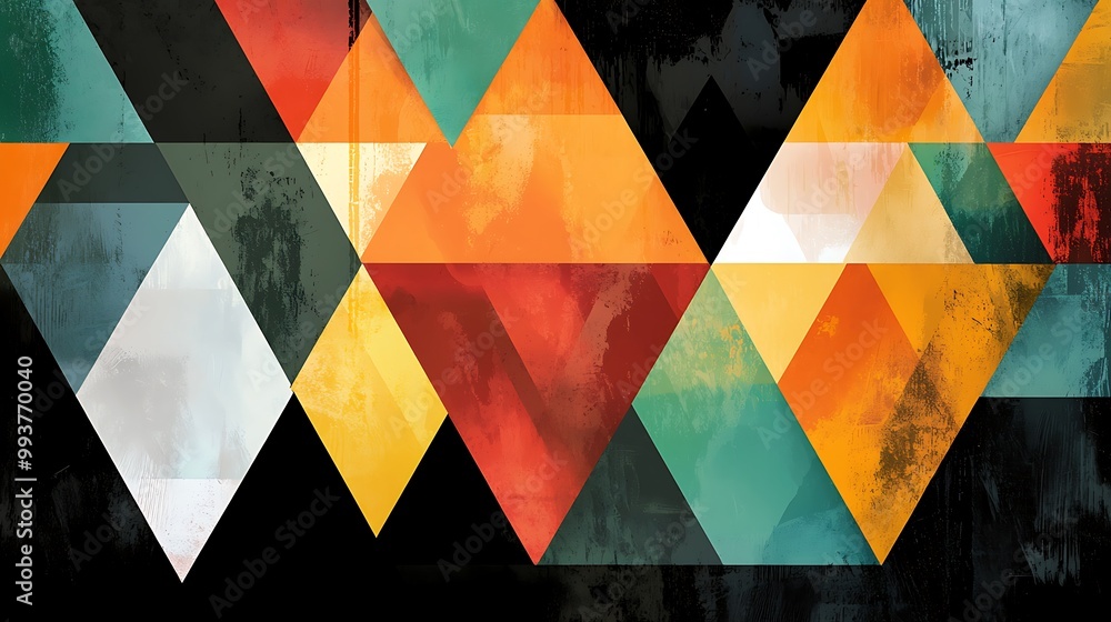 Aufkleber geometric vector background with triangular shapes, bold contrasts